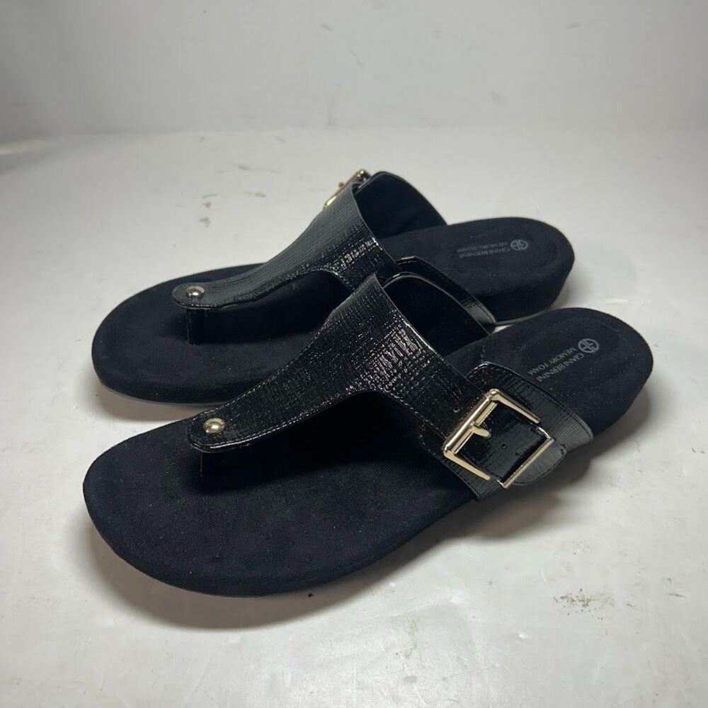 Giani Bernini Womens 8.5 M Black Flip Flop Wedge Sandals DISPLAY LX8